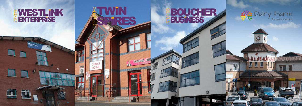 westlink enterprise centre, twin spires complex, boucher business studios, diary farm shopping centre